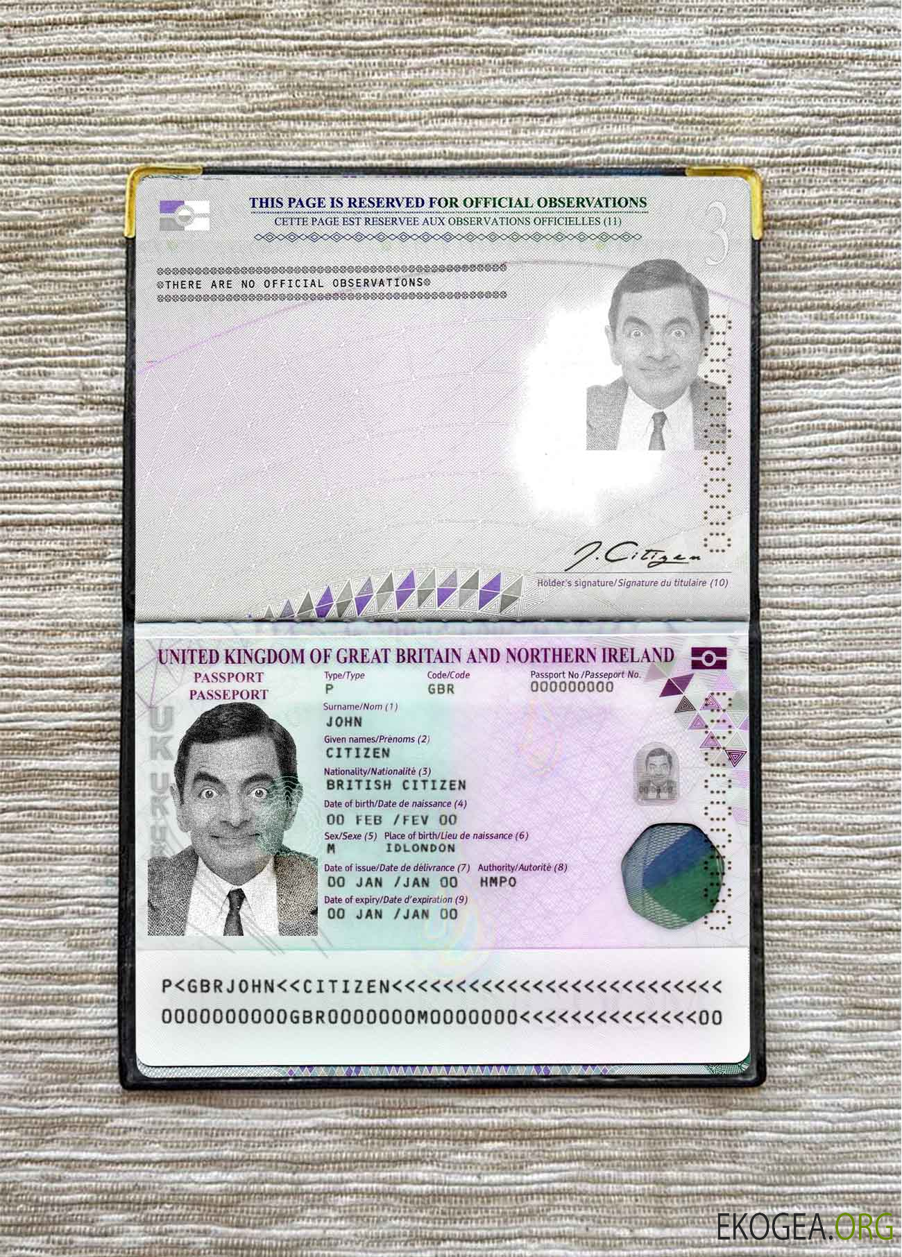Aperçu de la photo du passeport du Royaume Uni (2020 présent)